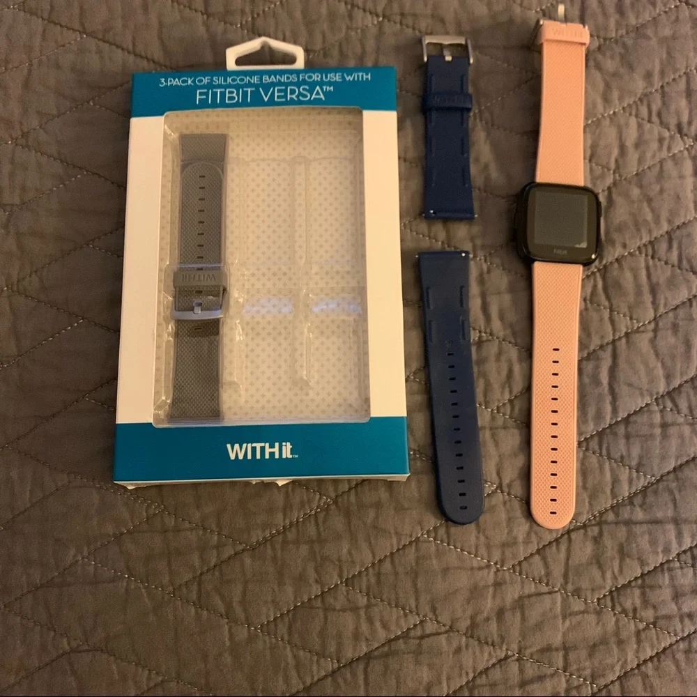 3-pack of Silicone Bands For Use With Fitbit Versa.